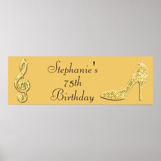 Poster Gold Music Note et Stiletto 75e anniversaire (Devant)