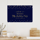 Poster Gold & Navy Confetti 70e anniversaire fête Bienven (Cuisine)