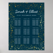 Poster Gold & Navy Stars Sparkle Mariage Sein Chart (Devant)
