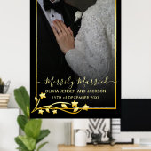 Poster Gold Night Stars Cadre Noël Mariage Photo (Bureau à domicile)