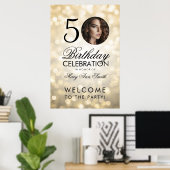 Poster Gold N'IMPORTE QUEL ÂGE Fête Anniversaire Lumières (Bureau à domicile)