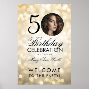 Poster Gold N'IMPORTE QUEL ÂGE Fête Anniversaire Lumières