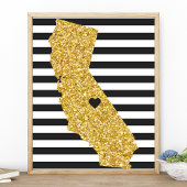 Poster Gold Parties scintillant California Black and Whit