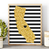 Poster Gold Parties scintillant California Black and Whit