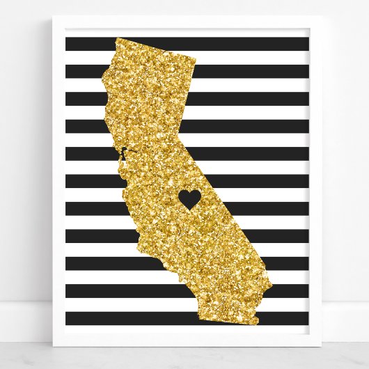 Poster Gold Parties scintillant California Black and Whit