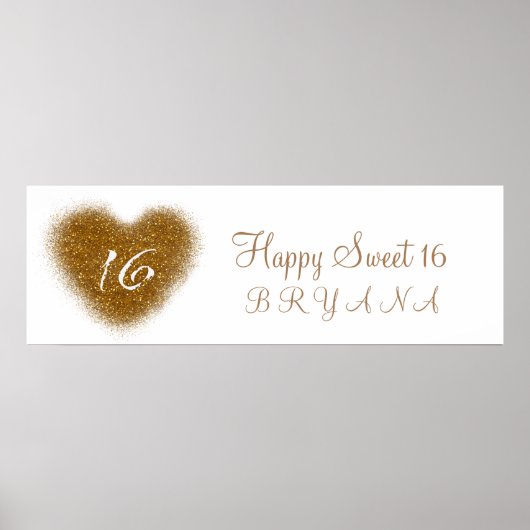 Poster Gold Parties scintillant Spill Sweet 16 Heart Part (Devant)