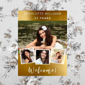 Poster Gold photo collage anniversaire fête bienvenue