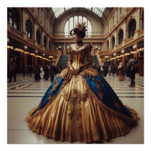 Poster Gold Princess Steampunk Victorian Industrial