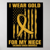 Poster Gold Ribbon Niece Childhood Cancer Awareness Ameri (Devant)