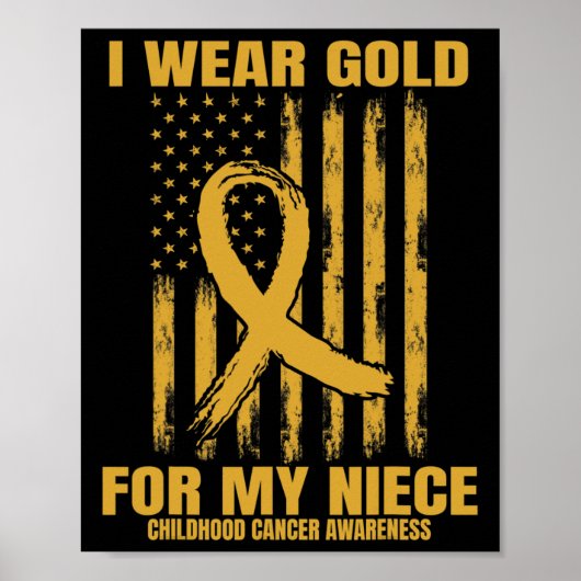 Poster Gold Ribbon Niece Childhood Cancer Awareness Ameri (Devant)