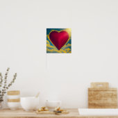 Poster Gold Rimmed Red Heart (Cuisine)