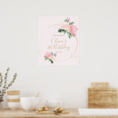 Poster Gold Rose Floral Anniversaire Bienvenue (Cuisine)