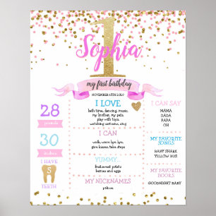 Poster Gold Rose Girl Premier anniversaire Jalon