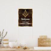 Poster Gold Rustic Wood Masonic Welcome Party (Cuisine)