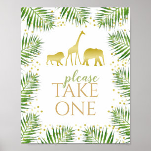 Poster Gold Safari Baby shower Faveurs Prendre un signe