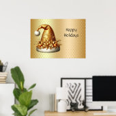 Poster Gold Santa Hat Holiday (Bureau à domicile)