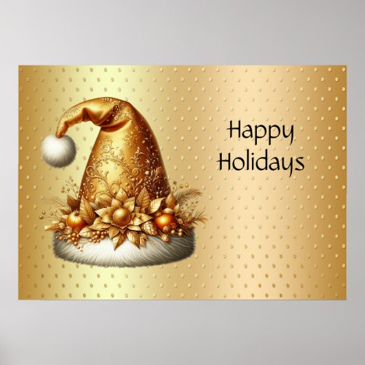 Poster Gold Santa Hat Holiday (Devant)