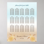 Poster Gold Sea Turtles Beach Wedating Seating Chart (Devant)