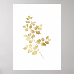 Poster Gold Shimmery Feuilles Matte