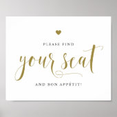 Poster Gold S'il vous plaît trouvez votre siège et Bon Ap (Devant)