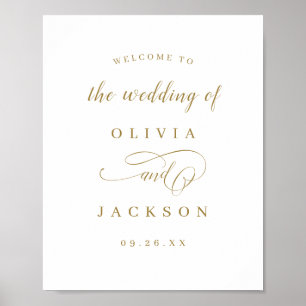 Poster Gold simple elegant script wedding welcome sign
