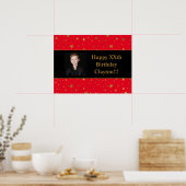 Poster Gold Stars Avec Photo Message Sur Red Birthday (Cuisine)