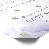 Poster Gold Stars & Lavender Clouds Baby shower Bienvenue (Coin)