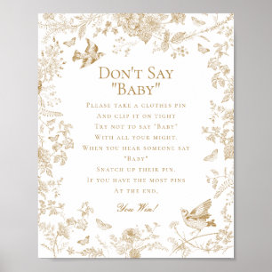 Poster Gold Toile De Jouy Dont Say Baby shower Game
