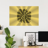 Poster Gold Treble Clef Music Design (Bureau à domicile)
