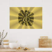 Poster Gold Treble Clef Music Design (Cuisine)