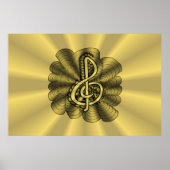 Poster Gold Treble Clef Music Design (Devant)