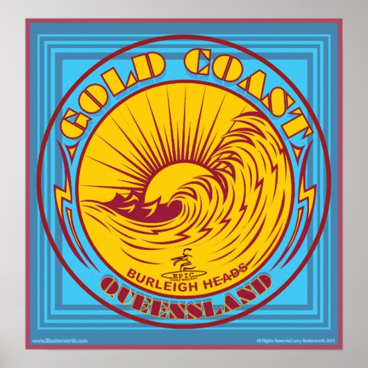 POSTER GOLDCOAST, VICTORIA, AUSTRALIE, SURF (Devant)