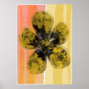 Poster Golden Autumnal Floral rose or Abstrait