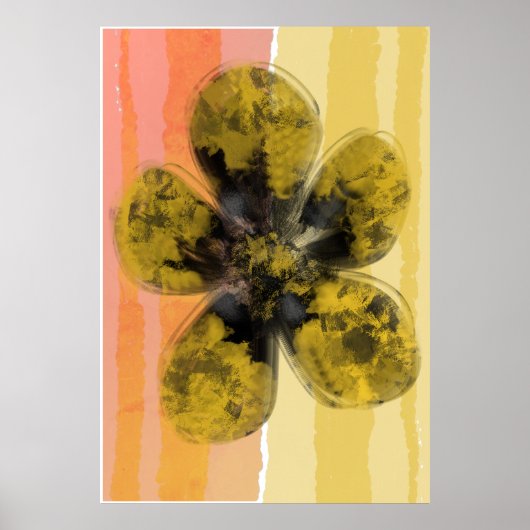 Poster Golden Autumnal Floral rose or Abstrait (Devant)
