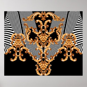 Poster Golden baroque ornament