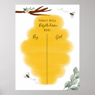 Poster Golden Bee & Eucalyptus Gender Reveal Voting