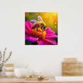Poster Golden Bee Flower Magic Design (Cuisine)