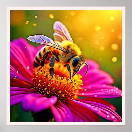 Poster Golden Bee Flower Magic Design (Devant)