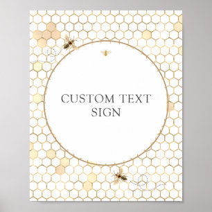 Poster Golden Bee Shower Custom Text Sign 