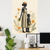 Poster Golden Bond : La mère et l'enfant en fleurs (Bureau à domicile)
