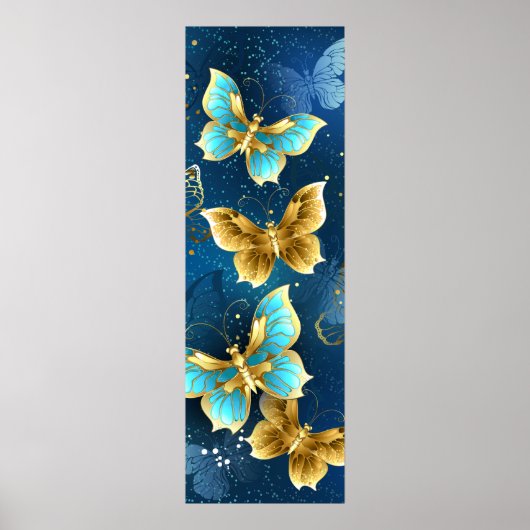 Poster Golden butterflies (Devant)