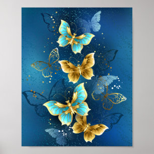 Poster Golden butterflies