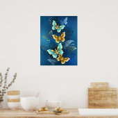 Poster Golden butterflies (Cuisine)