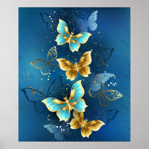 Poster Golden butterflies