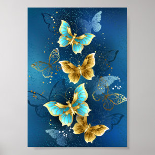 Poster Golden butterflies