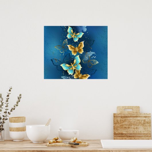 Poster Golden butterflies (Cuisine)