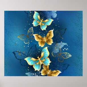 Poster Golden butterflies