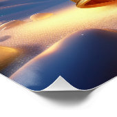 Poster Golden Christmas Bell  Snowy Winter Scene Glossy (Coin)