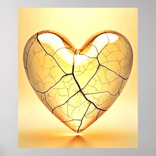Poster Golden Cracked Heart Art (Devant)