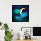 Poster Golden Crescent Moon Starry Sky Happy Dreams (Bureau à domicile)